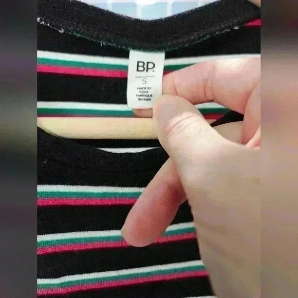 BP. Brand From Nordstrom Cropped Striped Short-Sleeve T-Shirt, Size Small - Picture 5 of 6
